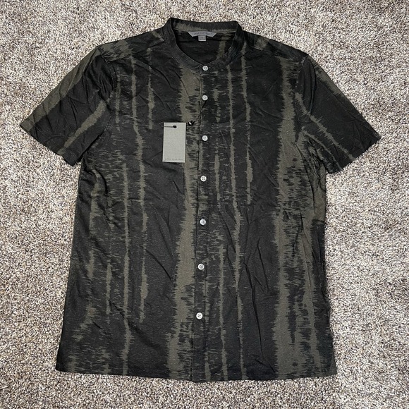 John Varvatos Other - NEW John Varvatos Men Size S Abstract Stripe Linen Blend Button Front Shirt $228